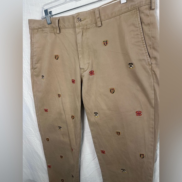 Polo Ralph Lauren Khaki Chinos Embroidered Crest Pants 36x32 Slim Fit - Picture 2 of 9